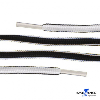 Шнурки #4-27, круглые 130 см, двухцветные (черно/белый) - купить в Ессентуках. Цена: 47.04 руб.