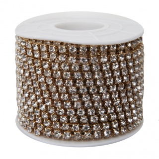 Цепь со стразами SS12 (упак 10 ярд) цв CRISTAL GOLDEN (1)