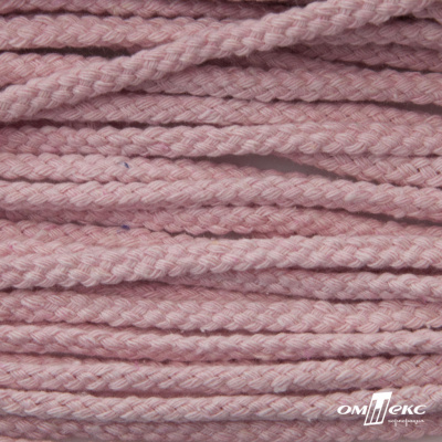 Шнур плетеный d-6 мм круглый, 70% хлопок 30% полиэстер, уп.90+/-1 м, цв.1087-розовый - купить в Ессентуках. Цена: 588 руб.