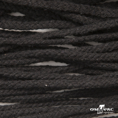 Шнур плетеный d-6 мм круглый, 70% хлопок 30% полиэстер, уп.90+/-1 м, цв.1078-черный - купить в Ессентуках. Цена: 588 руб.