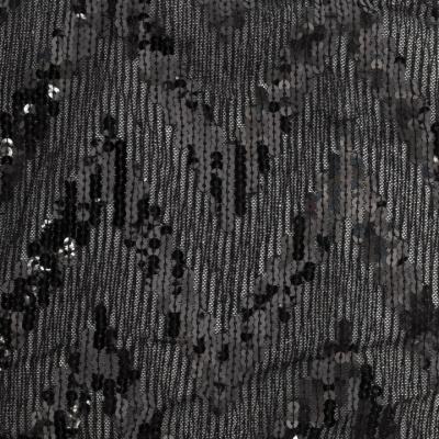 Трикотажное полотно с пайетками, шир.130 см, #311-бахрома чёрная - купить в Ессентуках. Цена 1 183.35 руб.