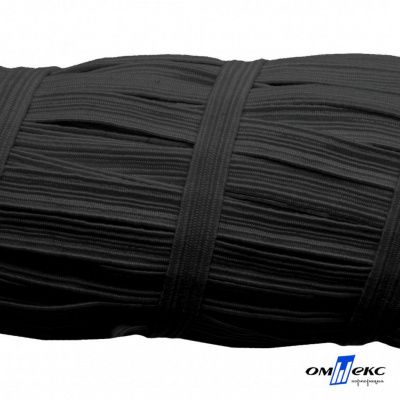 Резиновые нити с текстильным покрытием, шир. 6 мм (55 м/уп), цв.-черный - купить в Ессентуках. Цена: 210.75 руб.