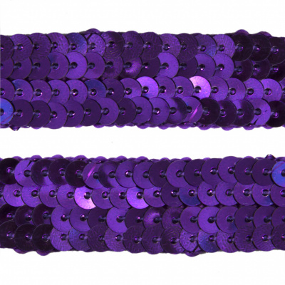 Тесьма с пайетками 12, шир. 20 мм/уп. 25+/-1 м, цвет фиолет - купить в Ессентуках. Цена: 786.13 руб.