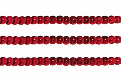 Пайетки "ОмТекс" на нитях, SILVER-BASE, 6 мм С / упак.73+/-1м, цв. 3 - красный - купить в Ессентуках. Цена: 468.37 руб.