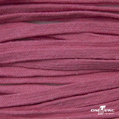 Шнур плетеный d-8 мм плоский, 70% хлопок 30% полиэстер, уп.85+/-1 м, цв.1029-розовый - купить в Ессентуках. Цена: 735 руб.