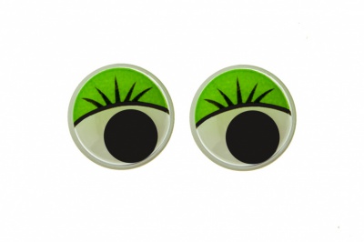 Глазки для игрушек, круглые, с бегающими зрачками, 15 мм/упак.50+/-2 шт, цв. -зеленый - купить в Ессентуках. Цена: 113.01 руб.