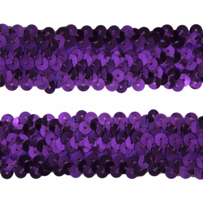Тесьма с пайетками 12, шир. 30 мм/уп. 25+/-1 м, цвет фиолет - купить в Ессентуках. Цена: 1 098.48 руб.