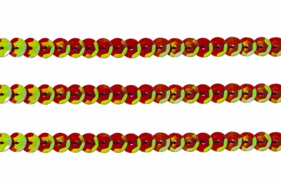 Пайетки "ОмТекс" на нитях, CREAM, 6 мм С / упак.73+/-1м, цв. 96 - красный - купить в Ессентуках. Цена: 484.77 руб.