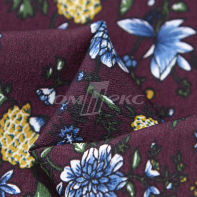 Плательная ткань "Фламенко" 4.1, 80 гр/м2, шир.150 см, принт растительный - купить в Ессентуках. Цена 259.21 руб.